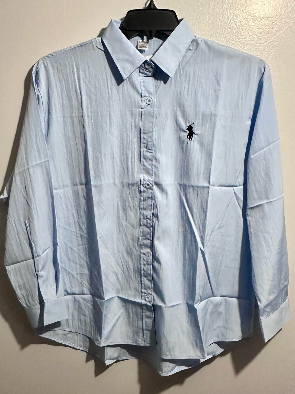 Light Blue Men's Dress Shirt Polo Player Size XL (1180)